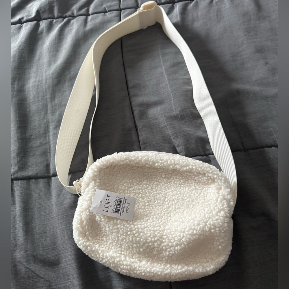 LOFT Ivory Sherpa small Crossbody Bag *new*